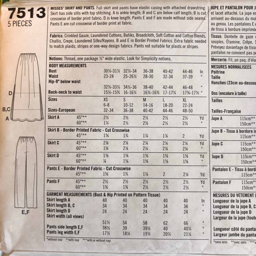 90’s Simplicity Pattern #7513 - Picture 3 of 3